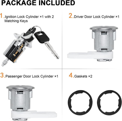 Ignition&Door Lock Cylinder Set fit Ford 92-96 Bronco F150 F250 F350 keyed alike