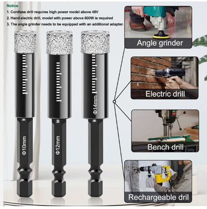 5x Diamond Core Drill Bits Dry Drilling Hole Saw 6/8/10/12/14mm for Ceramic Tile