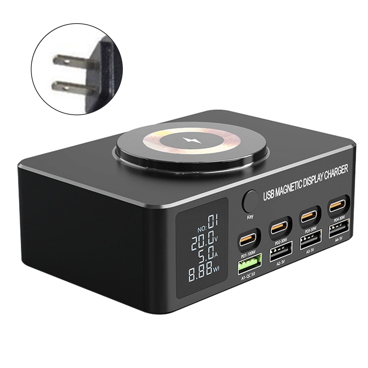 140W Fast Charging Charger Intelligent Digital Display PD100W Magnetic Wireless