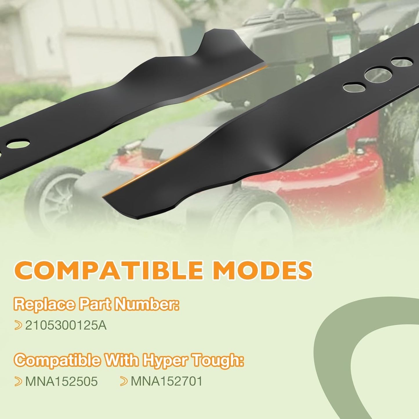2Pcs 2105300125A 20" Mower Blade For MNA152505 MNA152701 Lawn Mower Deck Black