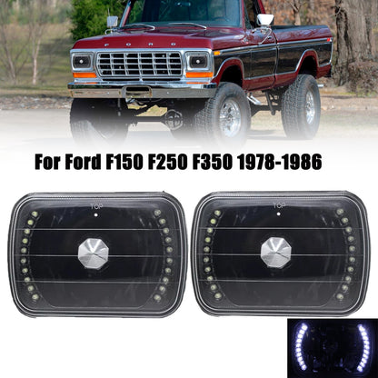 5x7" 7x6" Inch Fit Ford F150 F250 F350 1978-1986 Black Housing LED Headlights