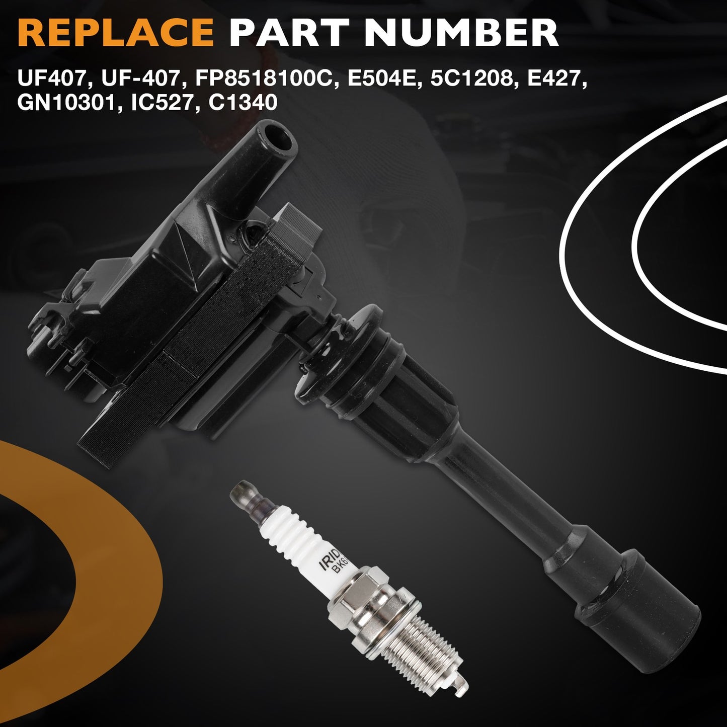 2x UF407 Ignition Coil Pack & Spark Plug & Wire Set For 01-05 Mazda Protege 2.0L