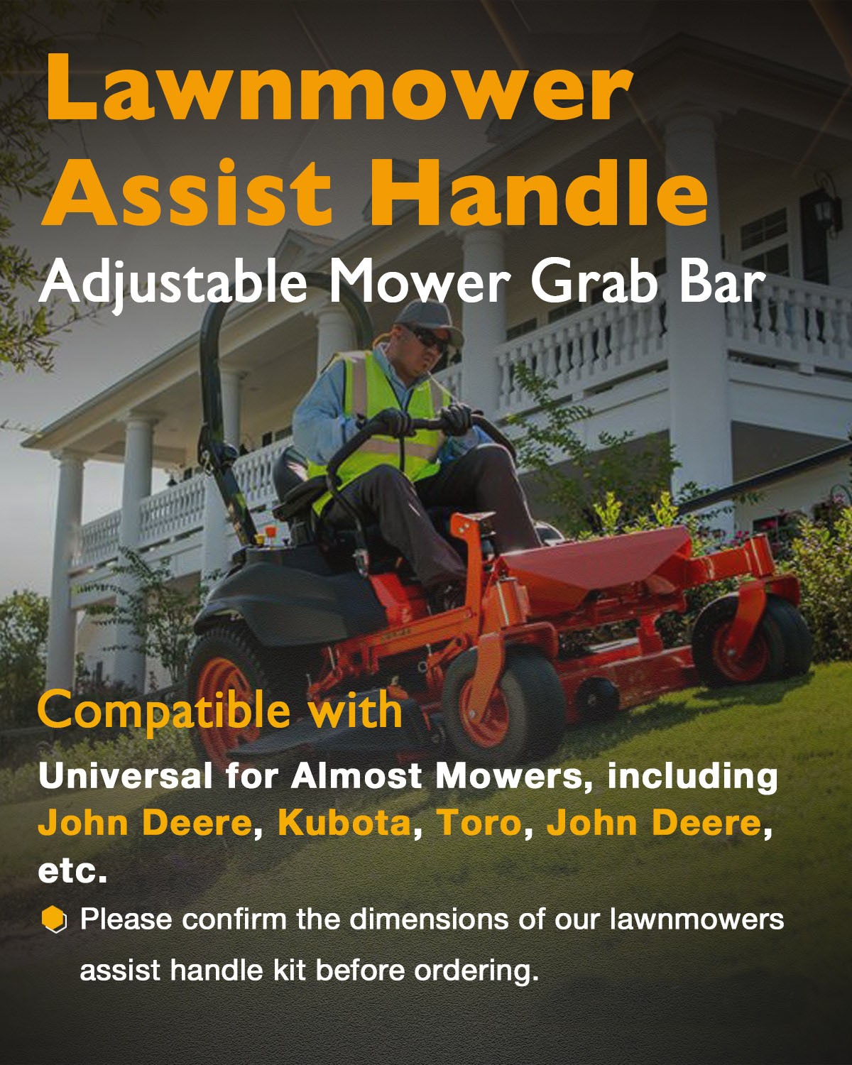 Adjustable Lawn Mower Assist Handle Grab Bar Kit For Almost Zero Turn Lawn Mower
