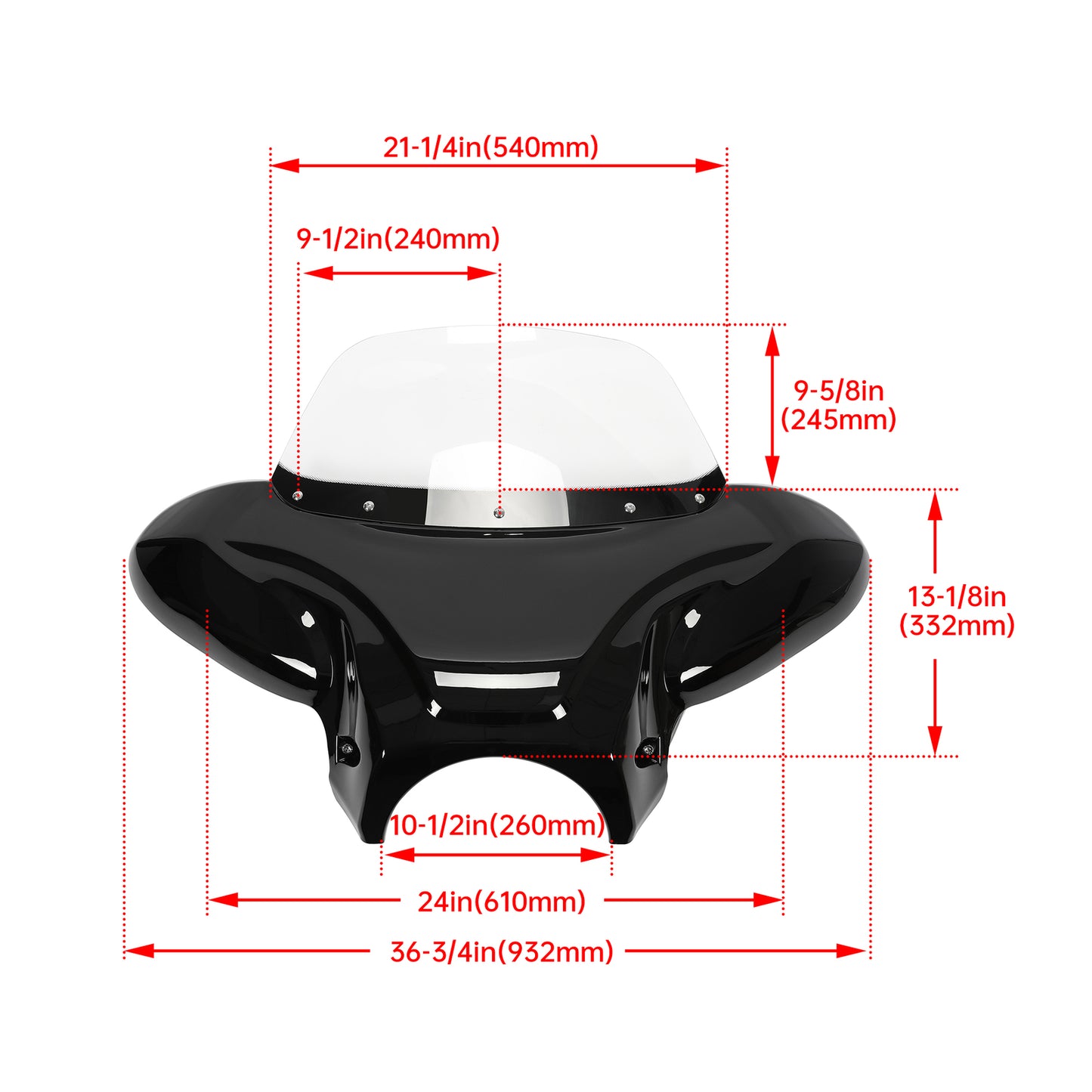 Solid Spare Fits Harley Yamaha Honda Motorcycle Front Batwing Fairing Windshield, ABS