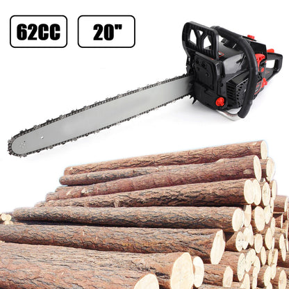 ??62cc Gas Chainsaw 20" Bar Gasoline Powered Chain Saw 2 Cycle Engine Cutting