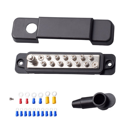 Black & Red 12 Terminal Busbar Bus Bar Power Distribution Block 180A 12V DC Pair