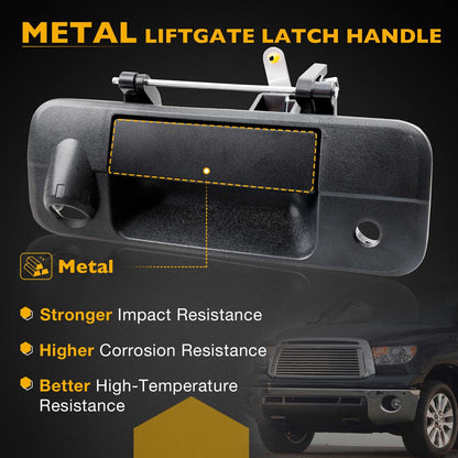Metal Tailgate Handle w/ Lock & Camera Accessories Kit For 2007-13 Toyota Tundra