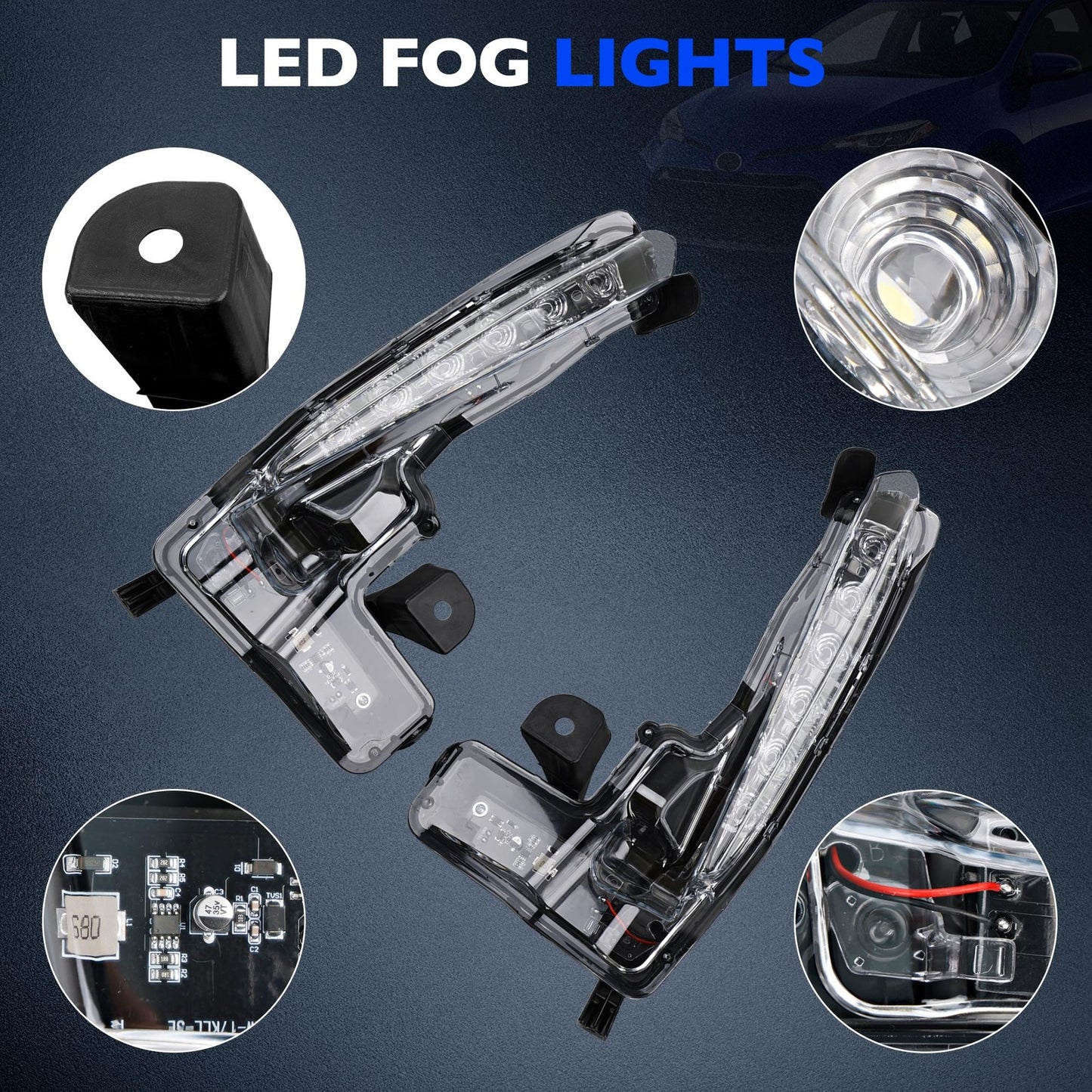 LED DRL Daytime Running Fog Light Lamp Kit For 2017-2019 Toyota Corolla SE XSE