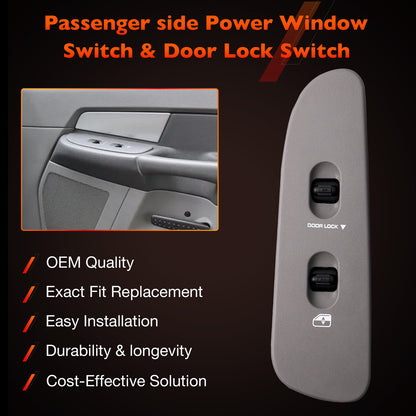 Power Window Door Lock Mirror Switch LH RH w/ Bezel Set For 01-09 Dodge Ram 1500