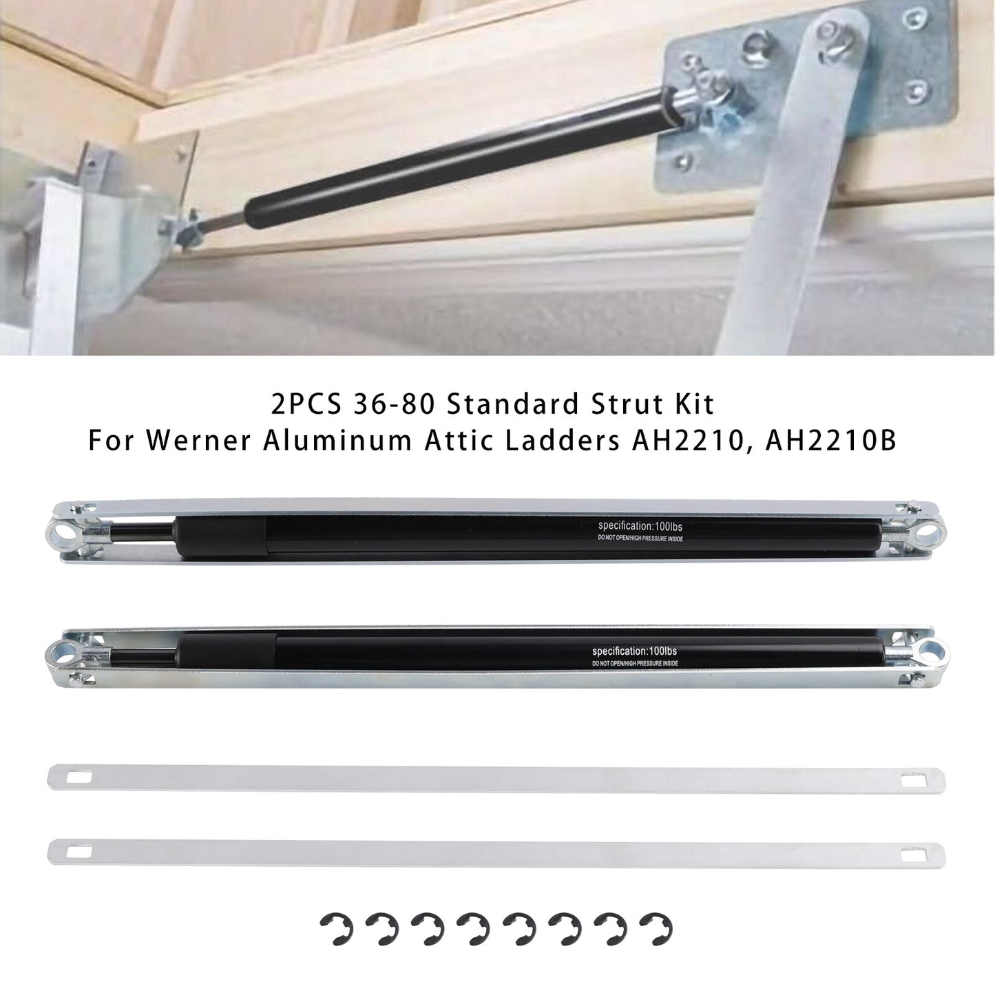 2PCS 36-80 Standard Strut Kit For Werner Aluminum Attic Ladders AH2210  AH2210B
