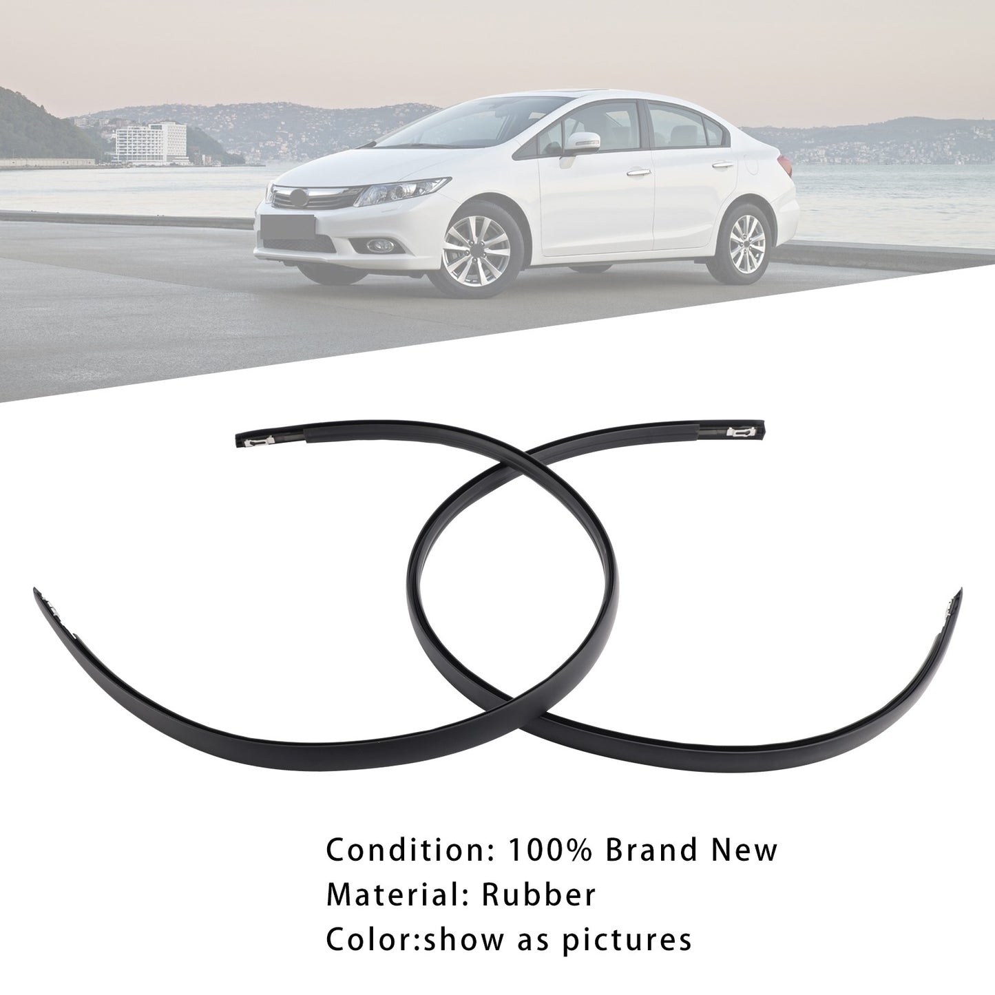 2PCS Roof Molding Trim Left+Right For Honda Civic 2012-2015