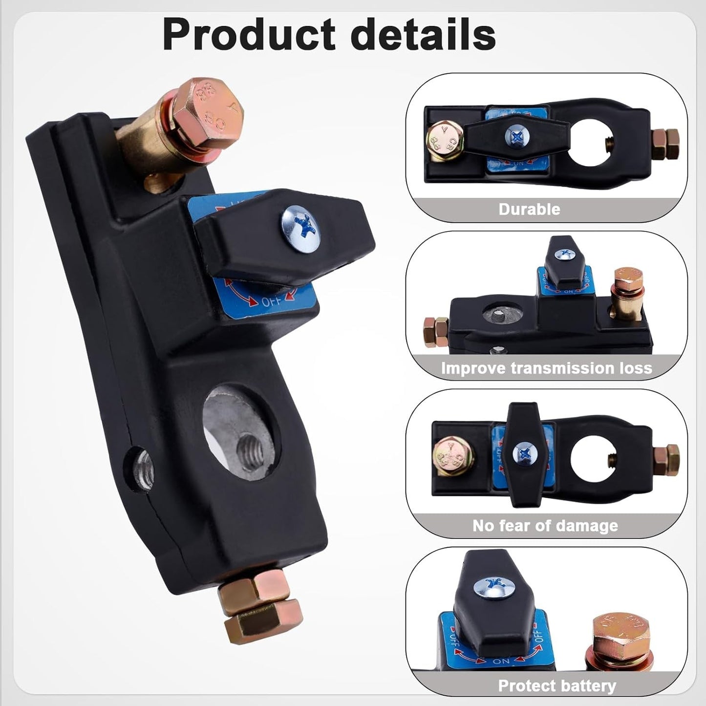 2pcs Car Battery Disconnect Isolator Cut Off Switch 12V / 24V Universal Terminal