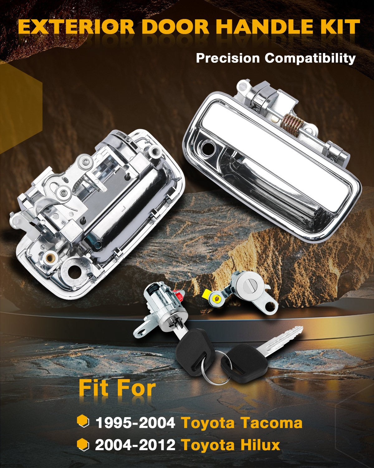 2Pcs Front Exterior Door Handles w/ Lock Cylinders For 95-12 Toyota Tacoma Hilux