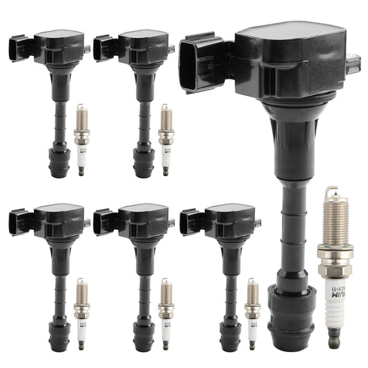 Solid Spare 6x UF401 Ignition Coil & Spark Plug Pack For Nissan Altima Maxima Infiniti G35