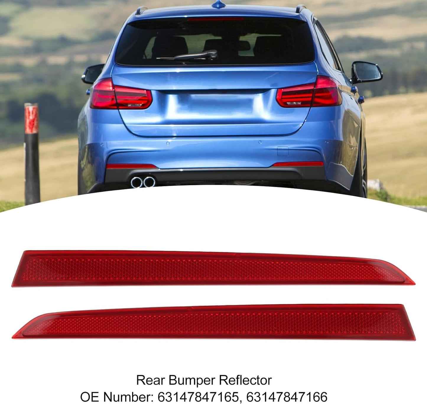 2x For 12-17 BMW 3-Series F30 F31 M Sport Pair Rear Bumper Reflector Lamp LH&RH