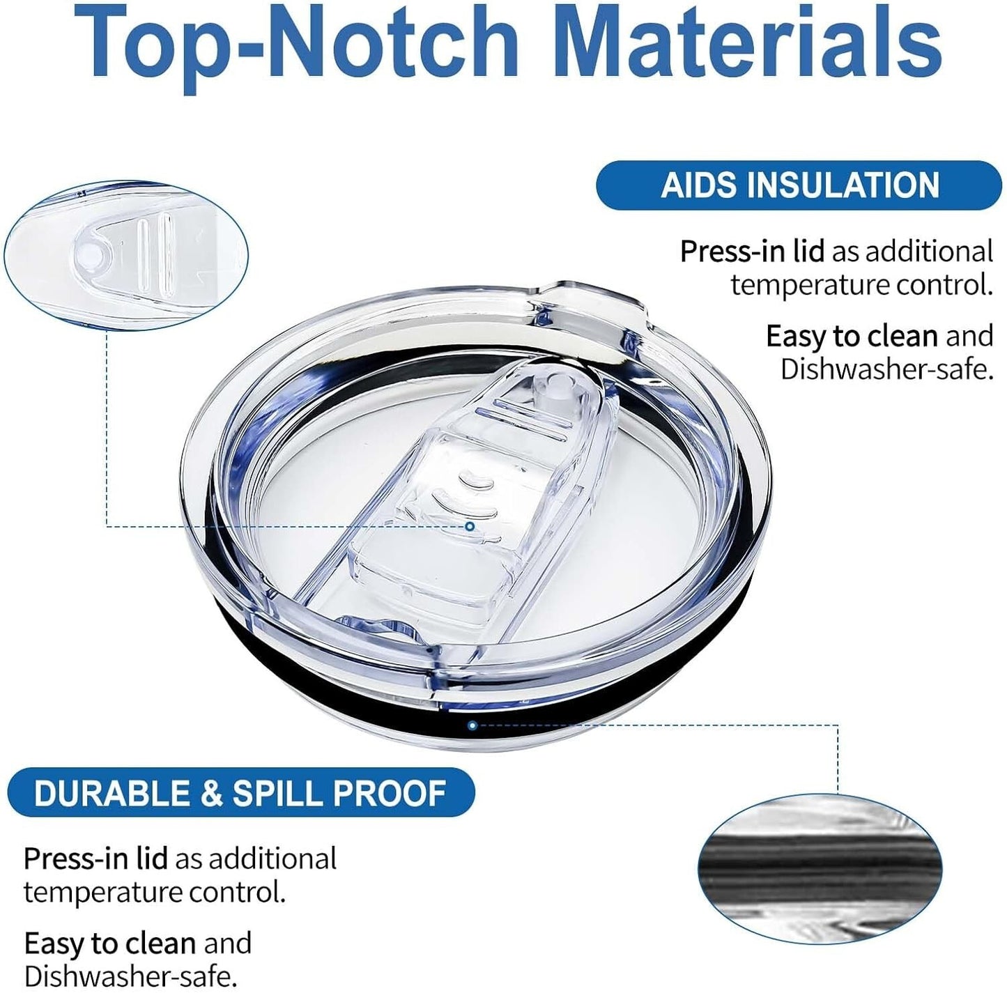 4X 20oz Splash Spill Proof Lids Slider Lid Skinny Tumbler Cup Replacement Covers