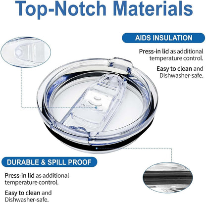 4X 20oz Splash Spill Proof Lids Slider Lid Skinny Tumbler Cup Replacement Covers