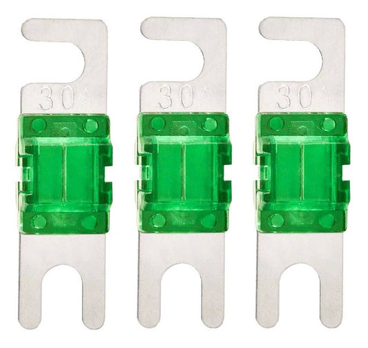 Solid Spare Mini ANL Fuse 30A 30 Amp 32V AFS Fuses For Auto Marine Stereo Audio Video 3 Pack