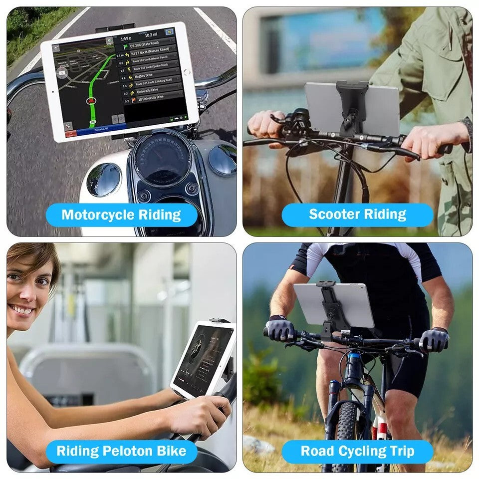 4.7-12.9" Tablet Phone Holder for Mic Stand Bike Treadmill Motorcycle iPad Mount