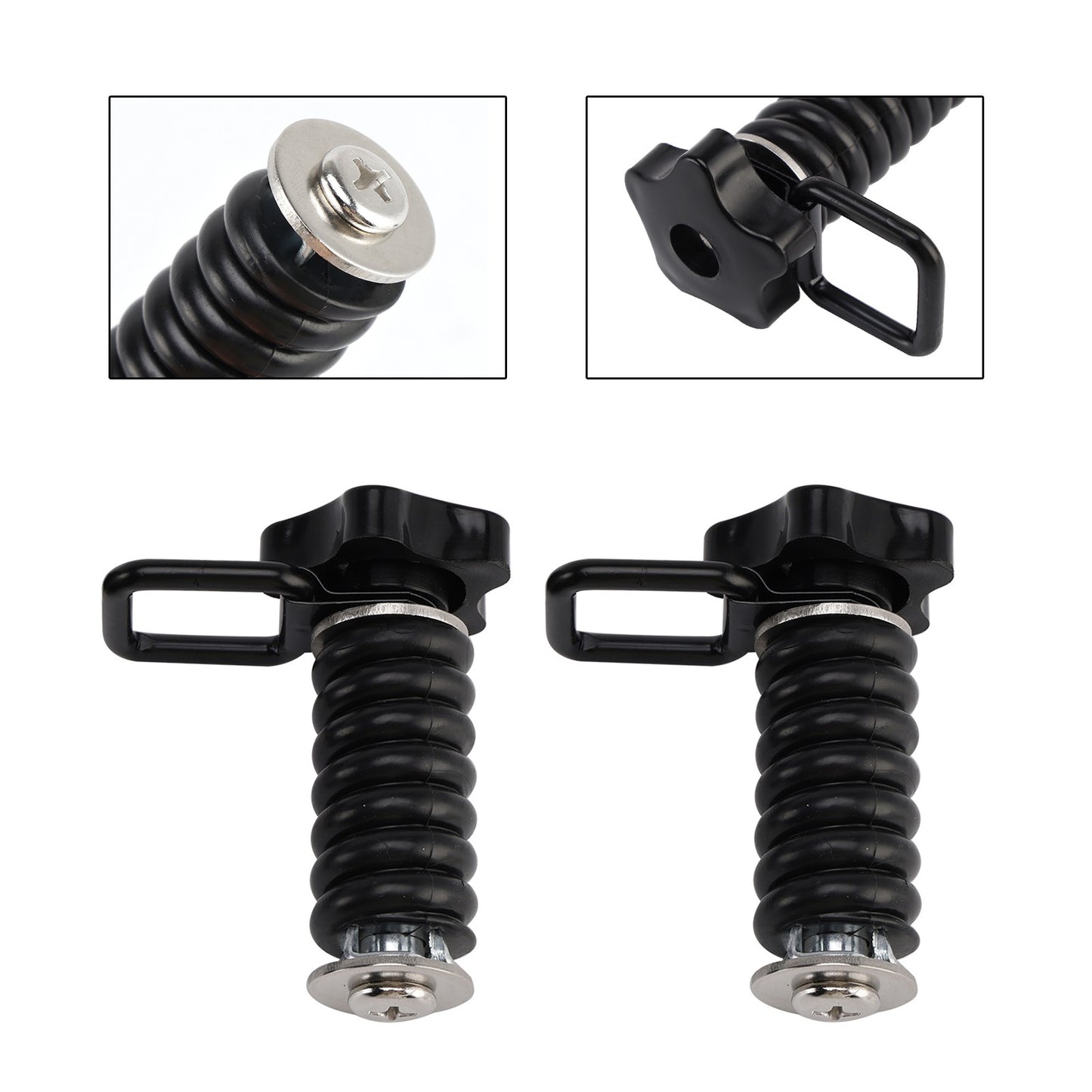 2X Tie Down Anchor With D-Ring 1" Black Black For Polaris Rzr 570 800 900 1000