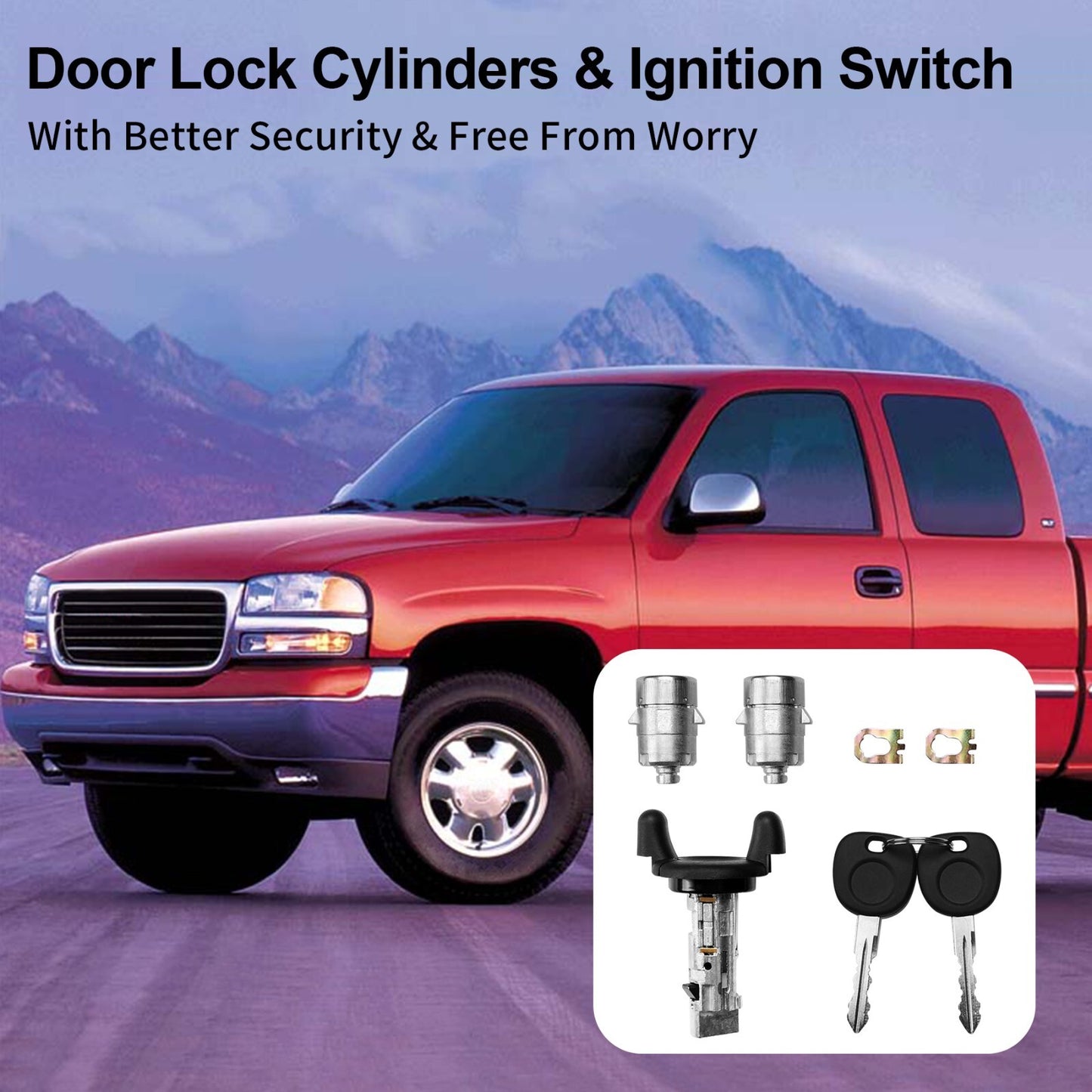 Front Door Lock Cylinders & Ignition Switch for Chevy Tahoe Silverado GMC Sierra