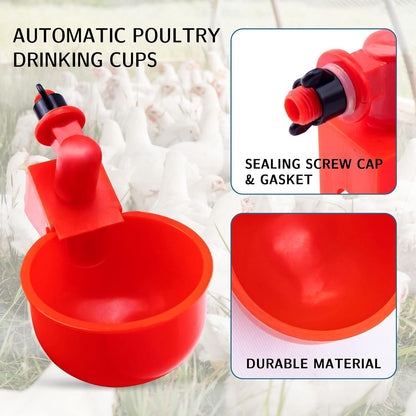 12x Chicken Automatic Watering Cups, Drinker Waterer, for Duck Quail Hen Poultry