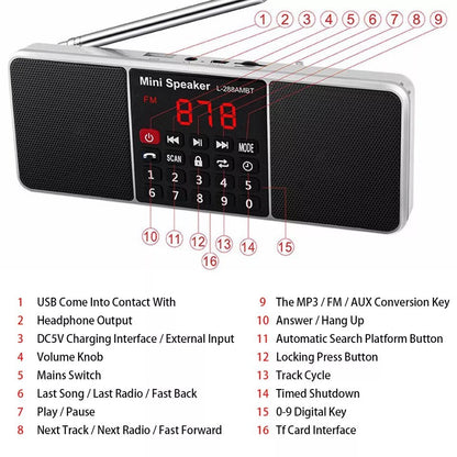TR602 Portable Radio,FM/AM Rechargeable Digital Stereo Radio With Bluetooth,Gift