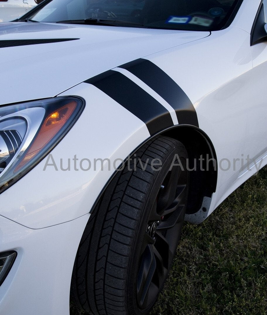 4" Dual Fender Stripe Hash Mark Stripe Decal For Hyundai Genesis / Genesis Coupe