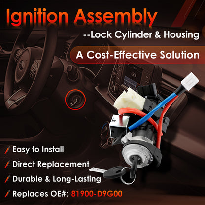 Ignition Lock Cylinder Switch & Cylinder Housing w/ Keys For 17-22 Kia Sportage