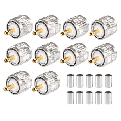 10PCS UHF PL-259 Male Crimp Connectors Coax Cable Adapter for RG8X LMR240 Wire
