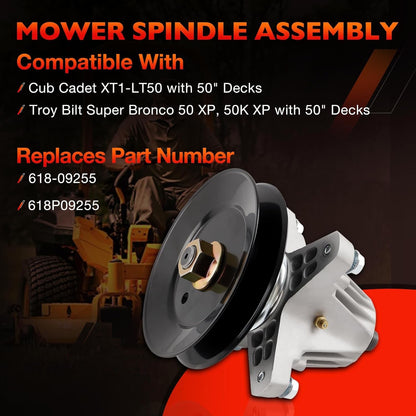 618P09255 Mower Deck Spindle For Cub Cadet XT1‑LT50 Troy‑Bilt Super Bronco 50″