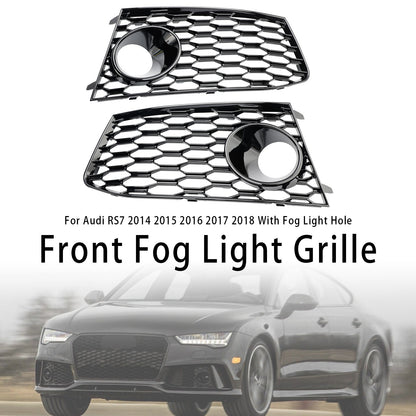 Pair Front Bumper Fog Light Lamp Frame Grille Covers Fit Audi RS7 2014-2018*
