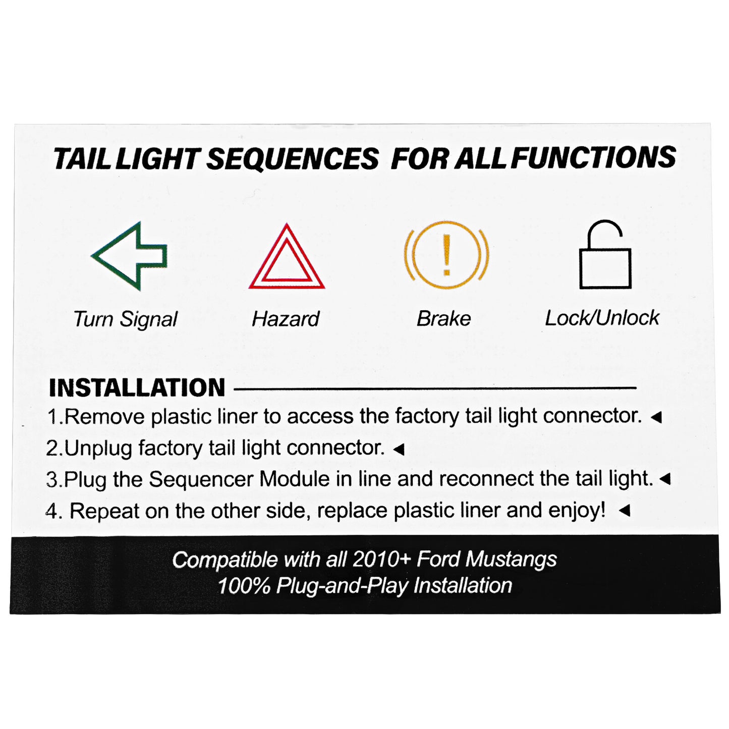 Sequential Tail Light Lamp Relay Module Kit For 2010-2021 Ford Mustang DD3016