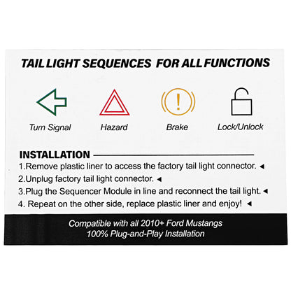 Sequential Tail Light Lamp Relay Module Kit For 2010-2021 Ford Mustang DD3016