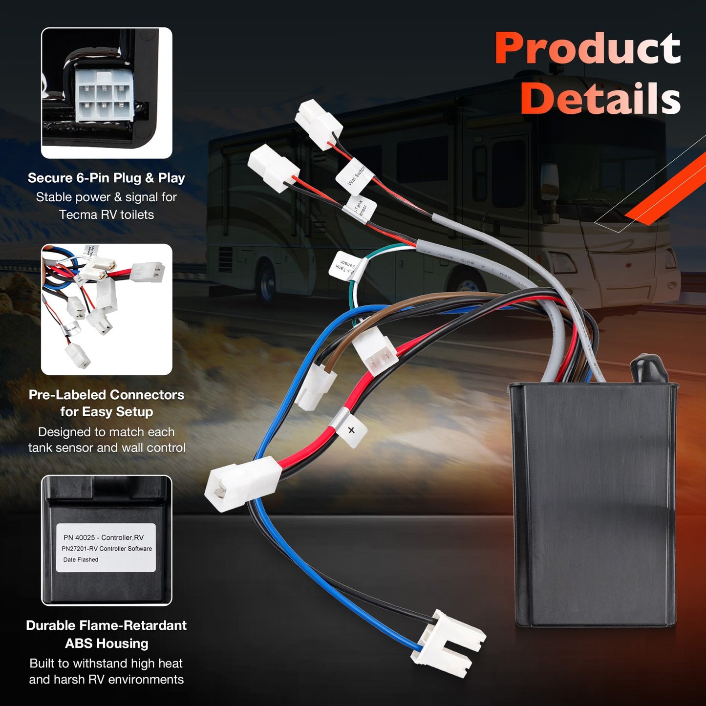 36398 RV Toilet Automatic Flush Controller Fits 2006+ Tecma Silence Plus Toilet
