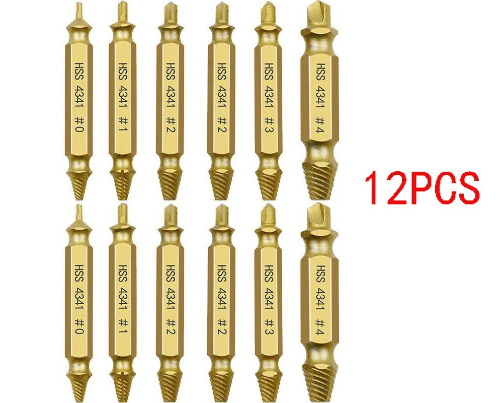 12pcs Damaged Screw Extractor Speed Out Drill Bits HSS Broken Bolt Remover Tools