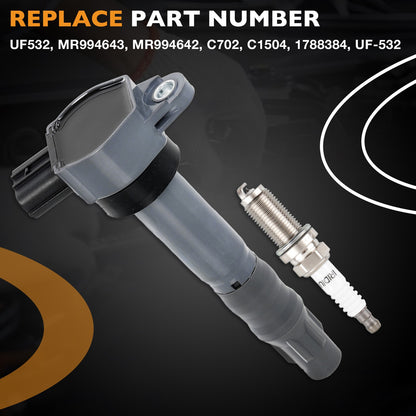 4x UF532 Ignition Coil & Iridium Spark Plug For 2004-12 Mitsubishi Galant Lancer