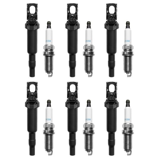 Solid Spare 6x UF592 Ignition Coil & Spark Plugs Pack For 06-13 BMW 328i 530i 530xi 528i X5