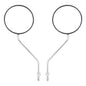 Set of 2 Universal Black Round Motorcycle Scooter Mirrors - 8mm - Chrome Stem