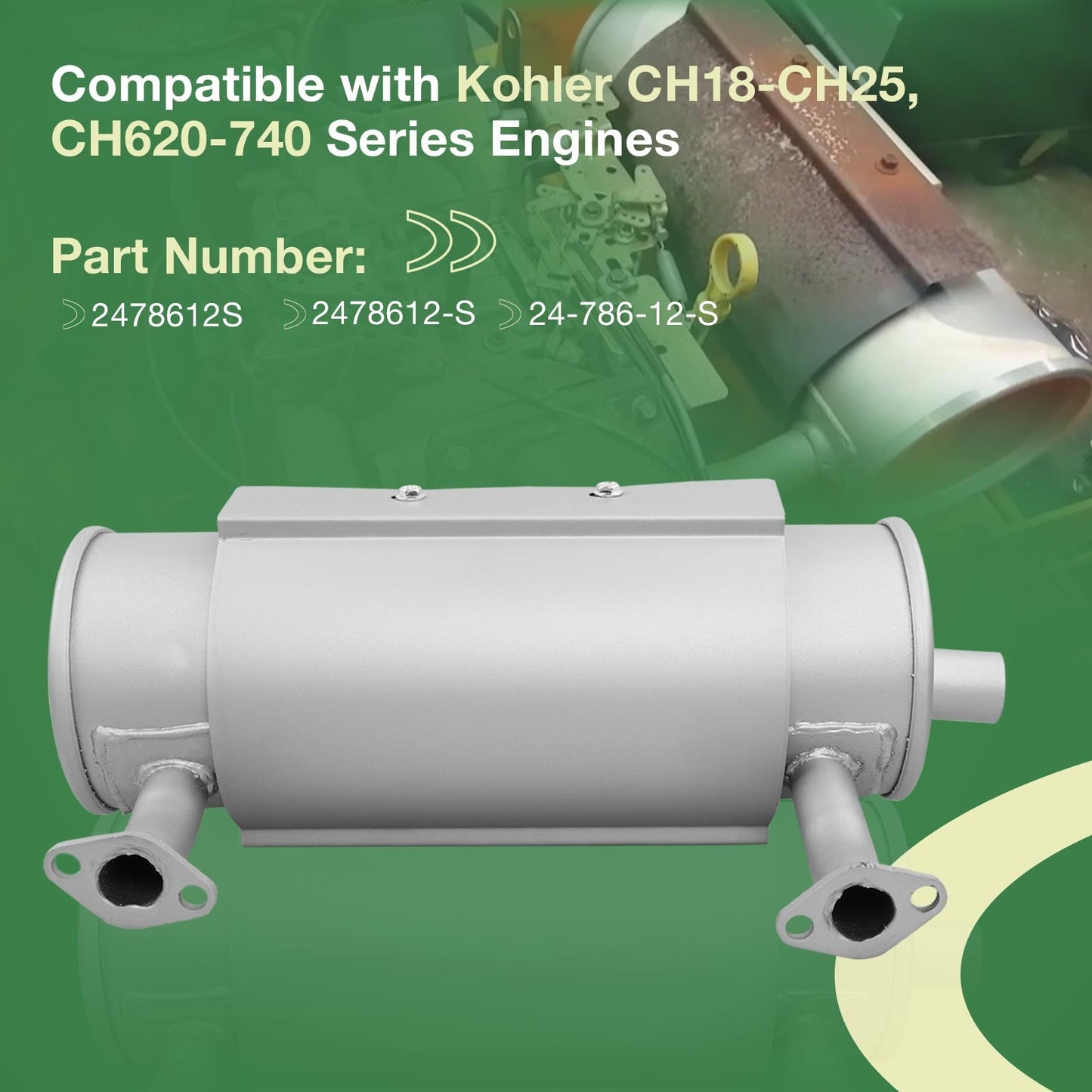 Left Side Muffler  For Kohler CH18 CH20 CH22 CH25 CH620 CH730 CH740 2478612-S
