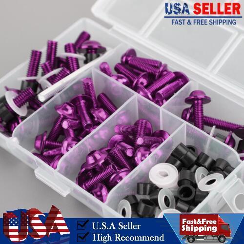 158x Motorbike Purple Fastener Clip Screw Kit Windscreen Fairing Bolt Universal