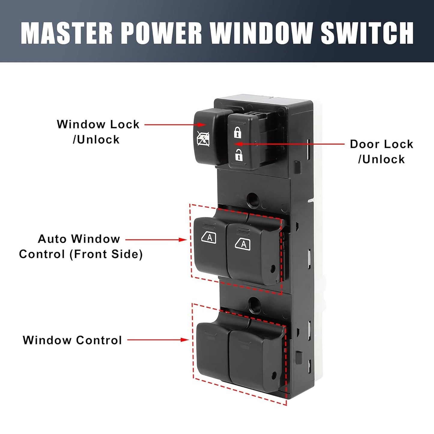 New Power Window Control Switch for 2009-2014 Nissan Murano Driver Side