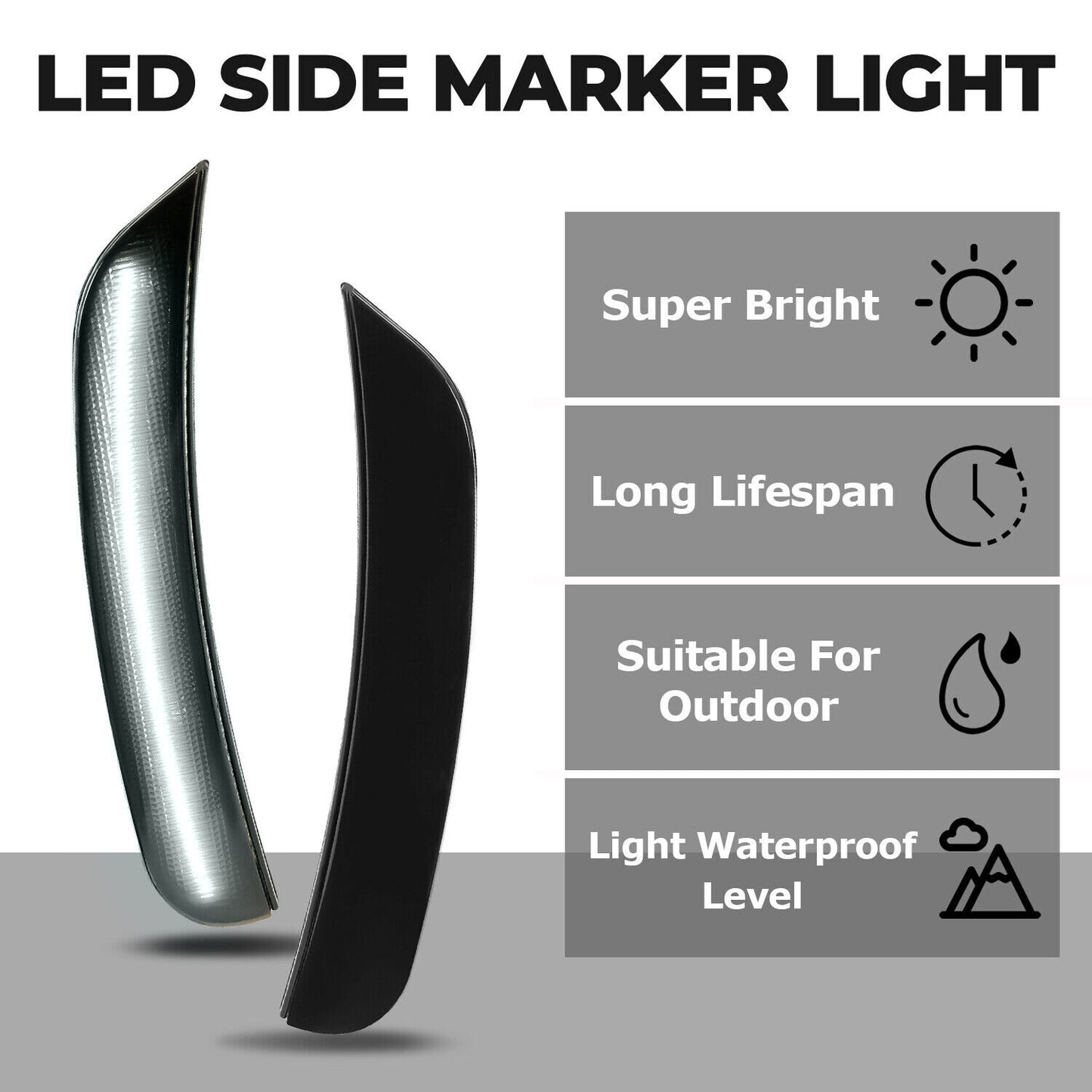 Solid Spare For 2015-2022 2023 Dodge Charger R/T SXT 4X Smoke Bumper LED Side Marker Lights