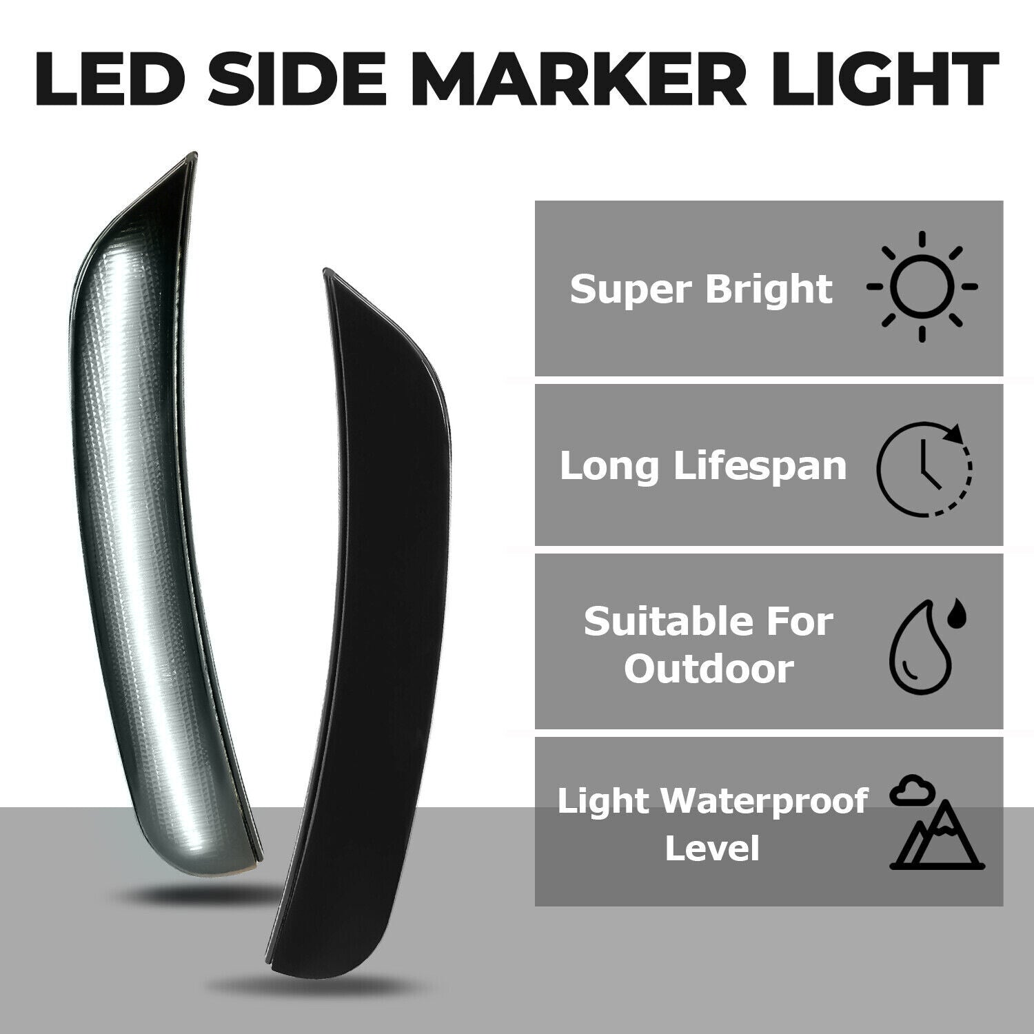 Solid Spare For 2015-2022 2023 Dodge Charger R/T SXT 4X Smoke Bumper LED Side Marker Lights