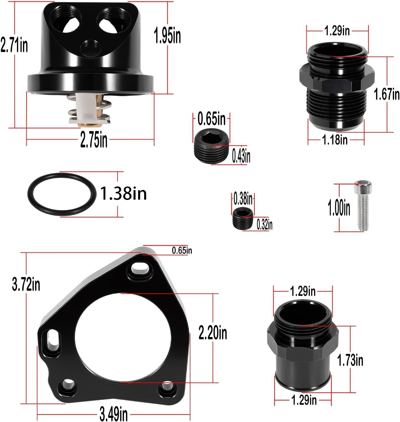 Radiator Hose Swivel Neck Thermostat Housing Black for Honda K-Series K20 K24