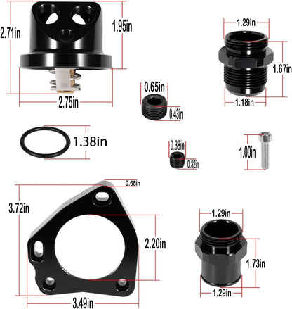Radiator Hose Swivel Neck Thermostat Housing Black for Honda K-Series K20 K24