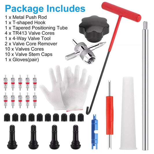 Solid Spare Tire Valve Stem Core Replacement Tool Kit TR413 Valve Core Remover Installer