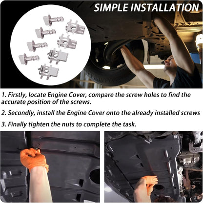 4X Shield Cover Retainer Thumb Pins & 4 Nuts for Ford F150 Edge Explorer Zinc US