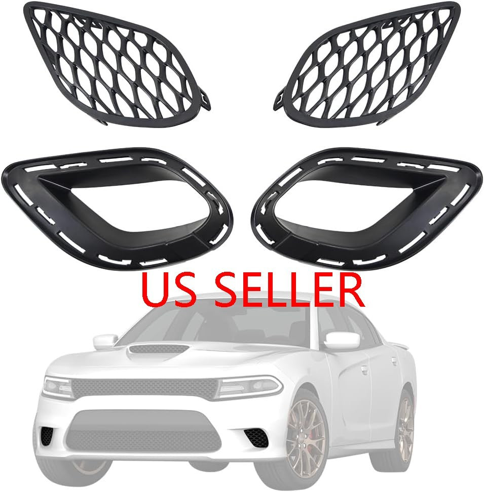 Bumper Fog Light Bezel Cover For Dodge Charger 2015-19 Set of 4 Left&Right Side