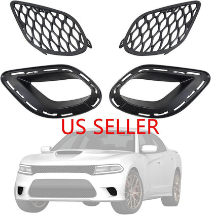 Bumper Fog Light Bezel Cover For Dodge Charger 2015-19 Set of 4 Left&Right Side
